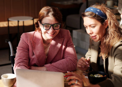 women on a computer